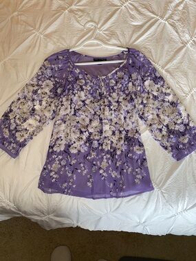 Sara Michelle Lavender Floral Peasant Top